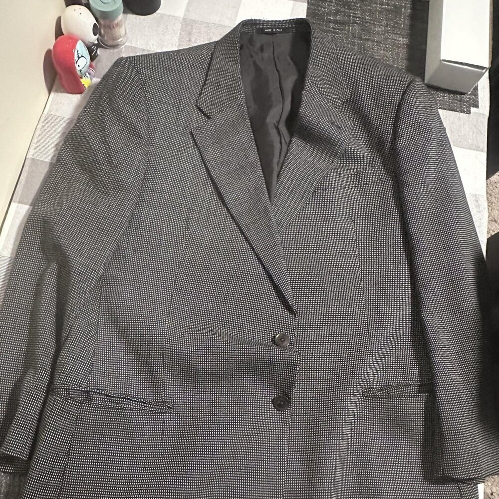 Vintage Armani grey & black check 2 button blazer 46R made in Italy
